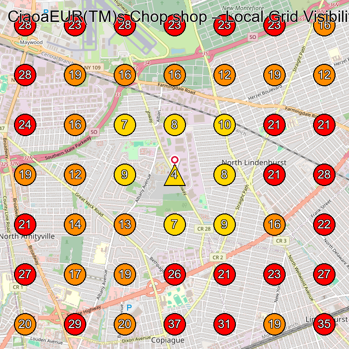 CiaoaEUR(TM)s Chop shop GeoGrid visibility map for Barbera­A in Lindenhurst
